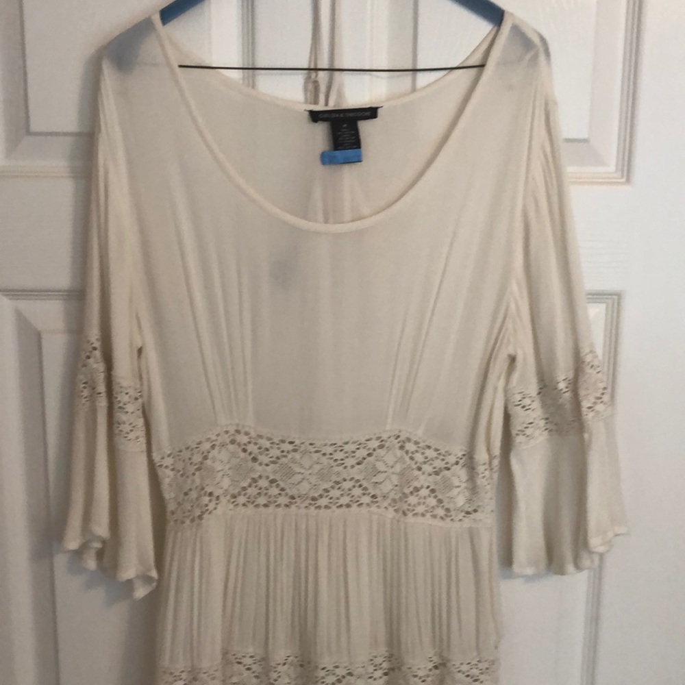 Chelsea & Theodore cream ruffle dress